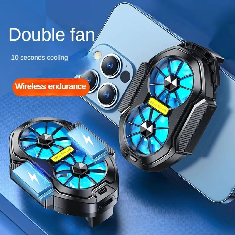 Universal Rechargeable/Plug-In Dual Fan Mobile Phone Cooler Radiator for Iphone 15 Pro Xiaomi 14 Samsung S24U Oneplus 12 POCO X6