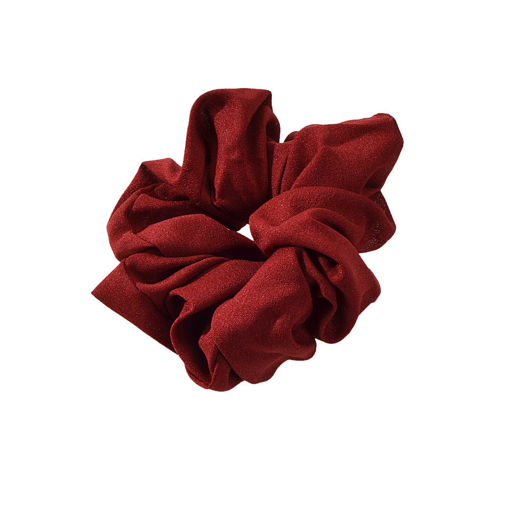 Chouchou Élastique Large en Mousseline Rouge Bordeaux - Accessoire Cheveux