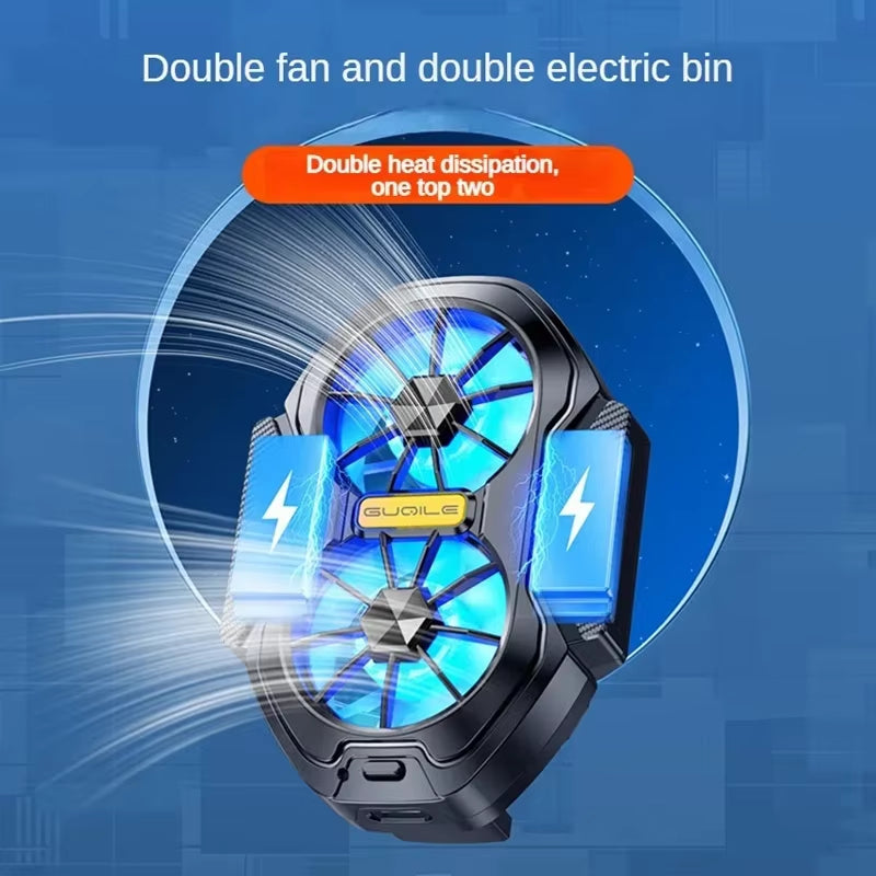 Universal Rechargeable/Plug-In Dual Fan Mobile Phone Cooler Radiator for Iphone 15 Pro Xiaomi 14 Samsung S24U Oneplus 12 POCO X6