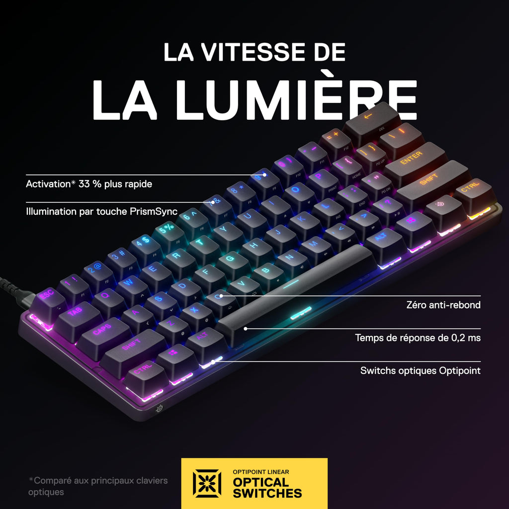Clavier Mécanique SteelSeries Apex 9 Mini 60% - RGB Gaming Compact