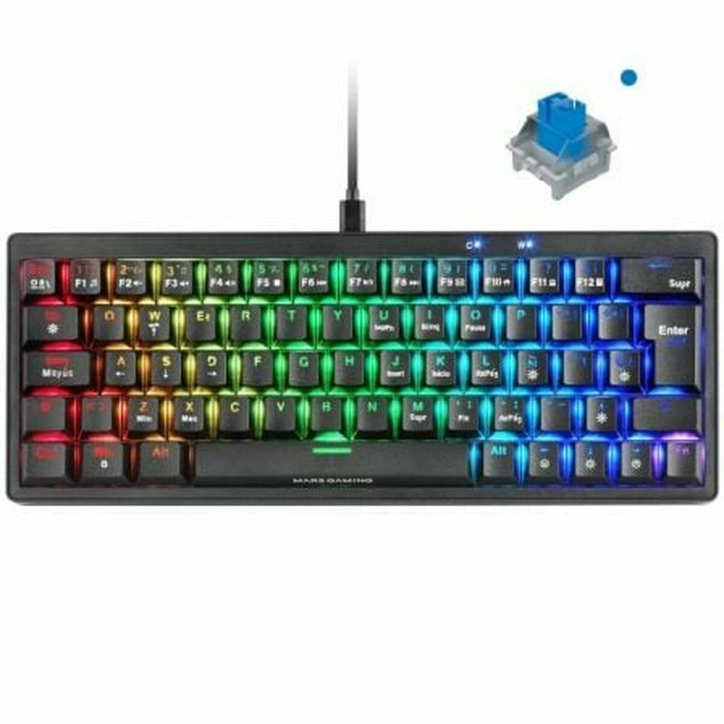 Mars Gaming MKMINIPROBES Mini Mechanical Gaming Keyboard Black - QWERTY US