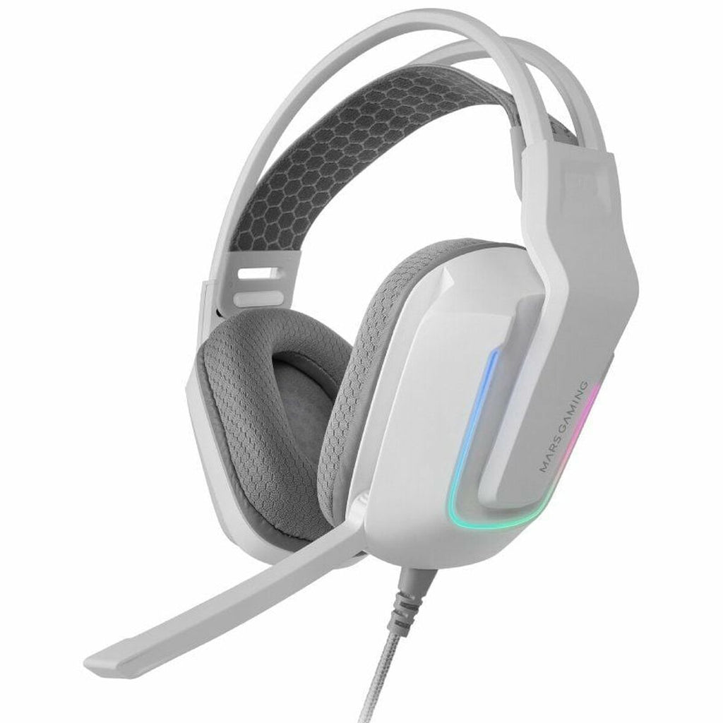 Mars Gaming MH-Strike - Casque Gaming Blanc avec Microphone