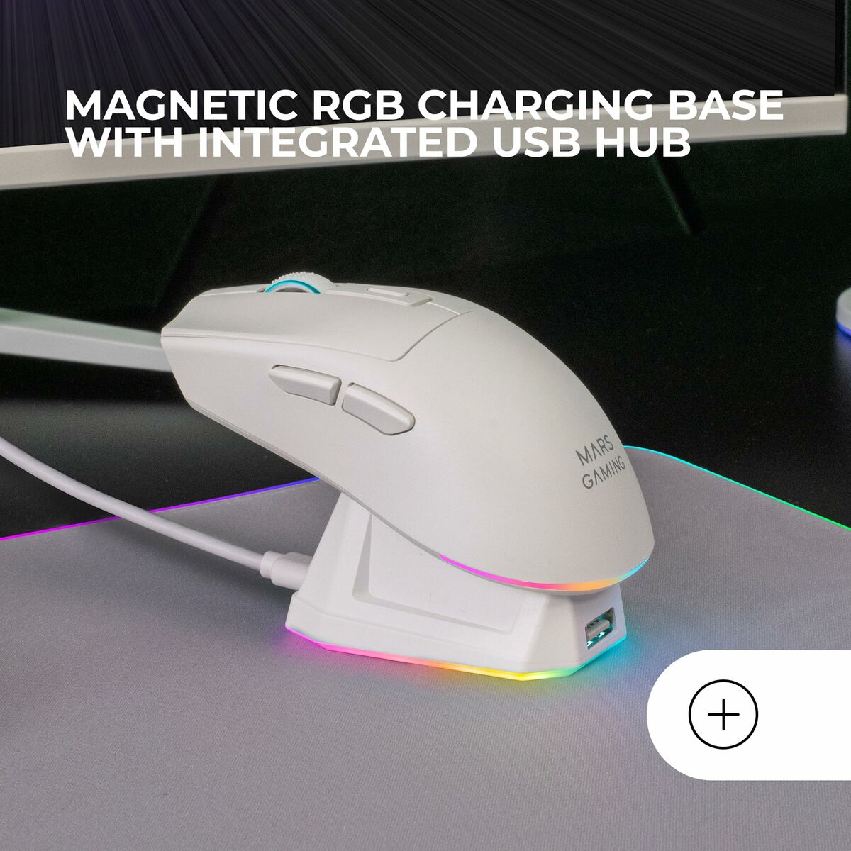 Mars Gaming MMT3W Wireless Gaming Mouse White - Bluetooth Rechargeable Optical