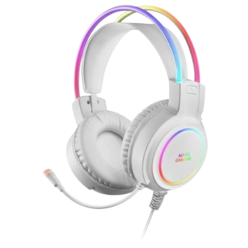 Mars Gaming MHRGBW - Casque Gaming RGB Blanc avec Microphone