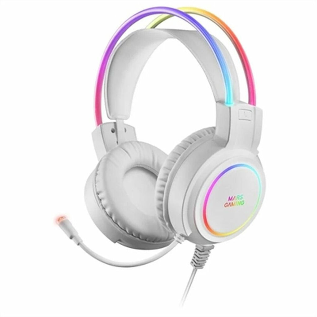Mars Gaming MHRGBW - Casque Gaming RGB Blanc avec Microphone