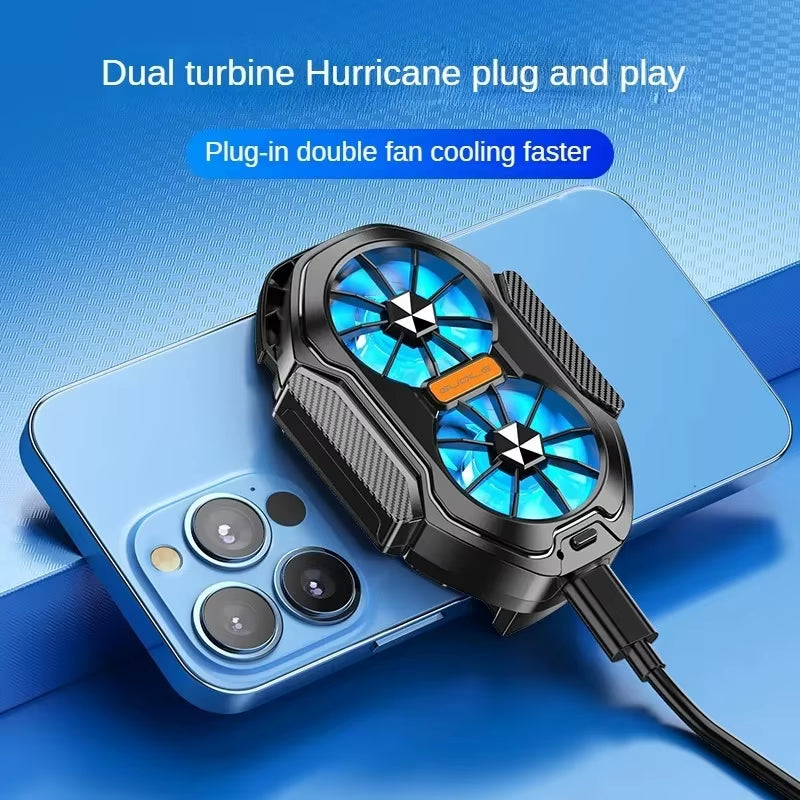 Universal Rechargeable/Plug-In Dual Fan Mobile Phone Cooler Radiator for Iphone 15 Pro Xiaomi 14 Samsung S24U Oneplus 12 POCO X6