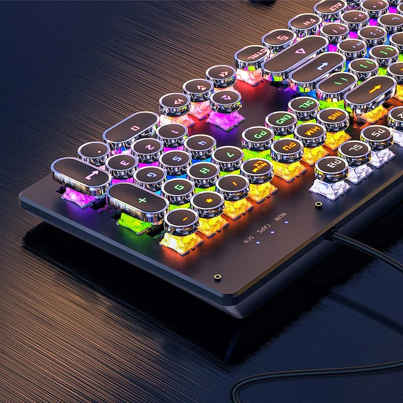Retro Punk Mechanical Gaming Keyboard RGB Backlit - Vintage Style Gaming