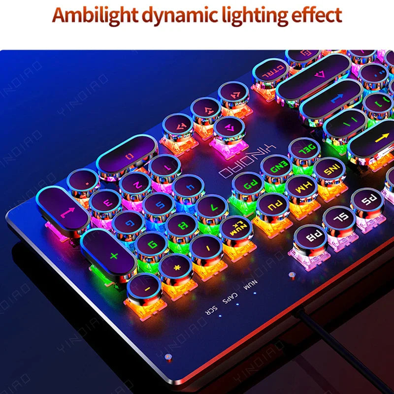 Retro Punk Mechanical Gaming Keyboard RGB Backlit - Vintage Style Gaming