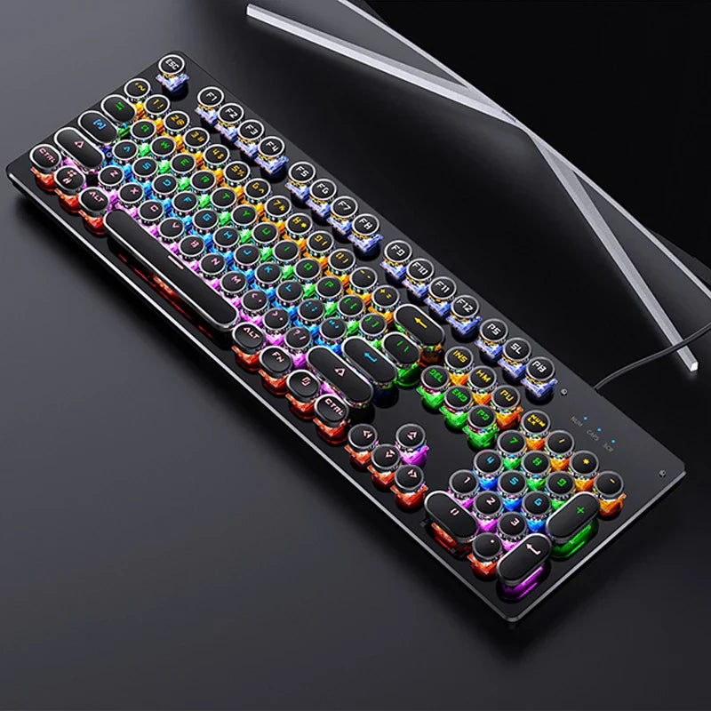 Retro Punk Mechanical Gaming Keyboard RGB Backlit - Vintage Style Gaming