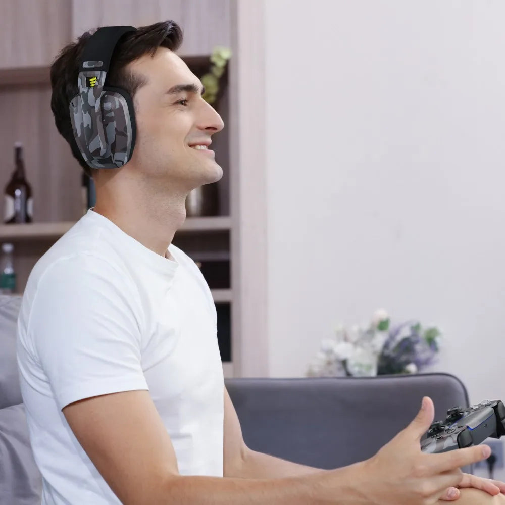 NNEOBA Casque Gaming Sans Fil Camouflage avec Microphone