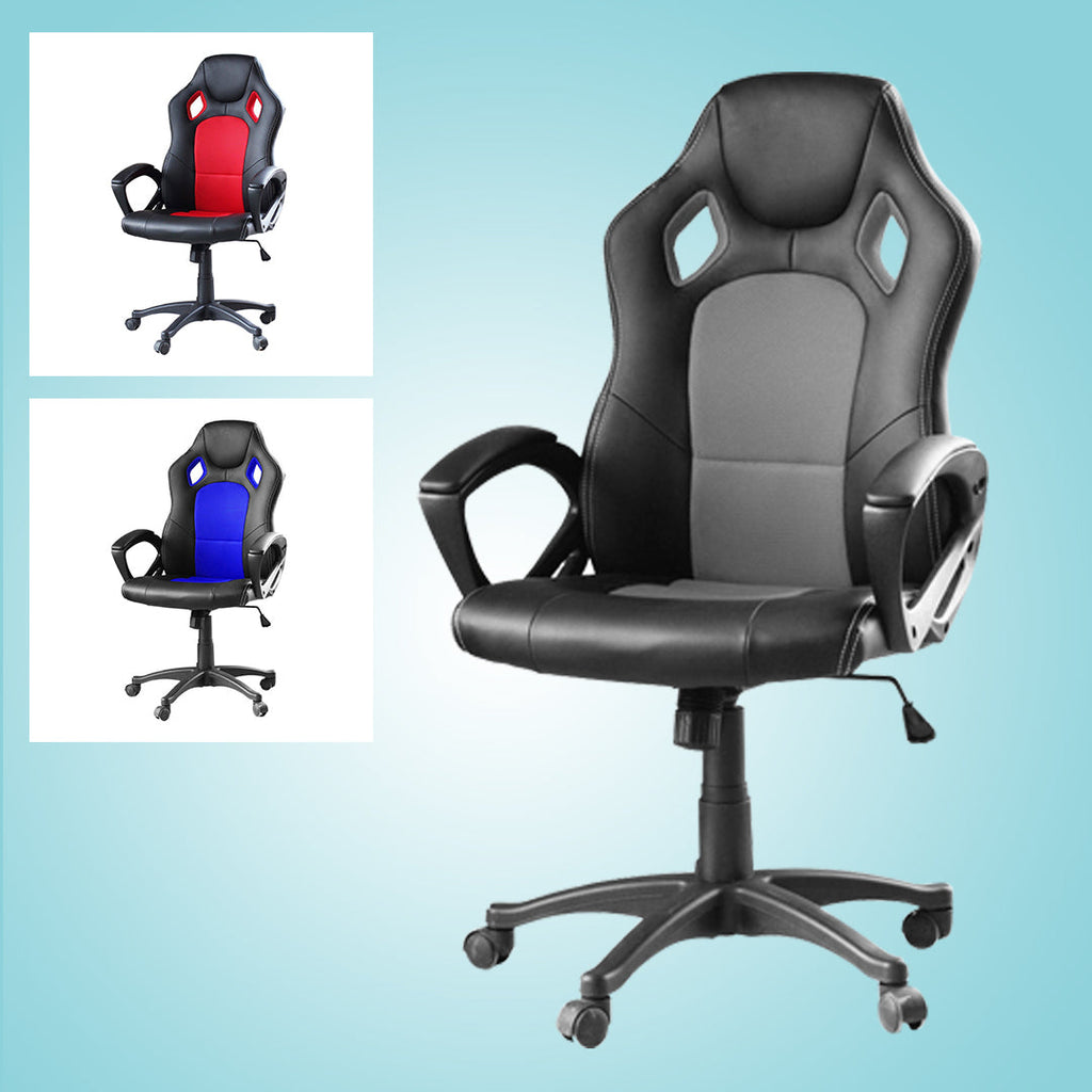 Chaise Gaming Basic - Grise avec Dossier Coloré et Mécanisme Bascule